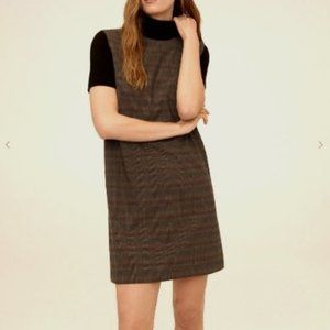 Mango Plaid Pinafore Dress, Brown, 4